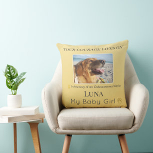 Coussin Hommage Radiant Doré pour l'Ostéosarcome de l'Anim