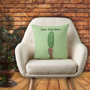 Coussin Homme amusant Grosse chatte verte avec le visage e