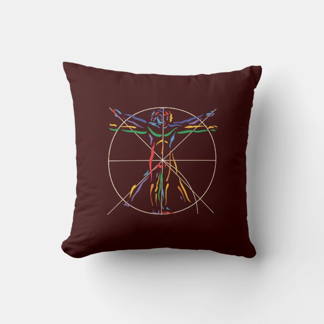 Coussin Homme d'anatomie DaVinci en Chakra (Recto)