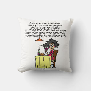 Coussin Hommes et FIne Humour de vin