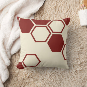Coussin Honeypeb hexagone géométrique beige