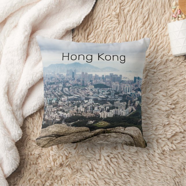 Coussin Hong Kong Lion Rock Hill Skyline Panorama Souvenir (Couverture)