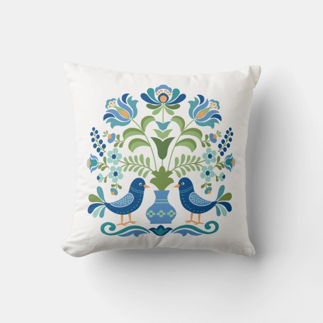 Coussin Hongrois Design Blue Birds (Recto)