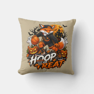 Coussin Hoop ou Treat Spooky Fox Basket-ball Halloween