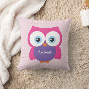 Coussin Hoot Owl Rose Girl Adorable Illustration Design
