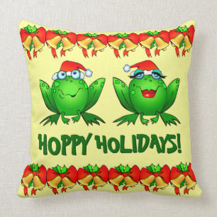 Coussin Hoppy Holidays Cute Père Noël Christmas Frogs