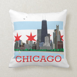 Coussin Horizon de Chicago et drapeau de ville