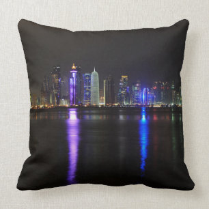 Coussin Horizon de Doha, Qatar au carreau de nuit