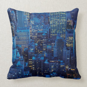 Coussin Horizon de NYC, vue courbe au crépuscule