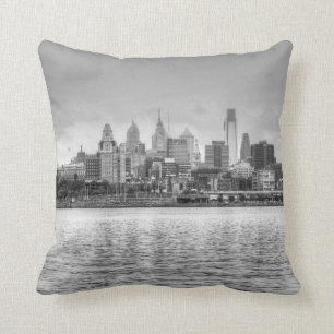 Coussin Horizon de Philadelphie en noir et blanc