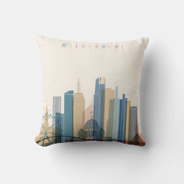 Coussin Horizon de ville de Melbourne, Australie | (Recto)