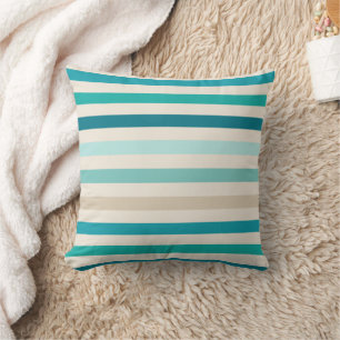 Coussin Horizontal Même Stripes, Lagon, Bleu, Aqua, Crème
