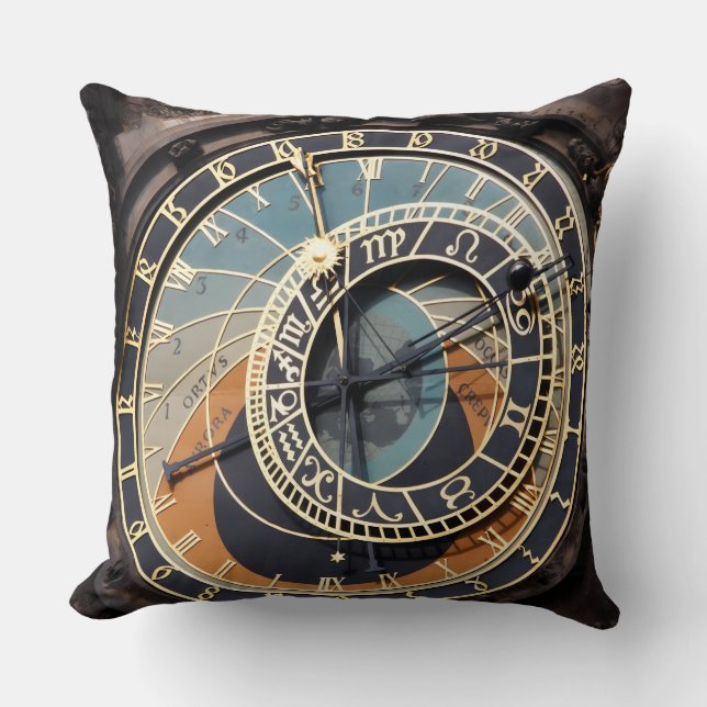 Coussin Horloge Astronomique À Praque (Recto)