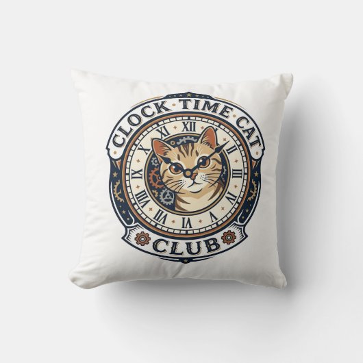 Coussin Horloge Temps Chat Chat Graphique Tee Art - Horlog (Recto)