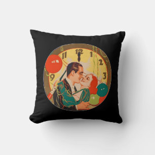 Coussin Horloge vintage Art Déco du baiser de la Saint-Syl