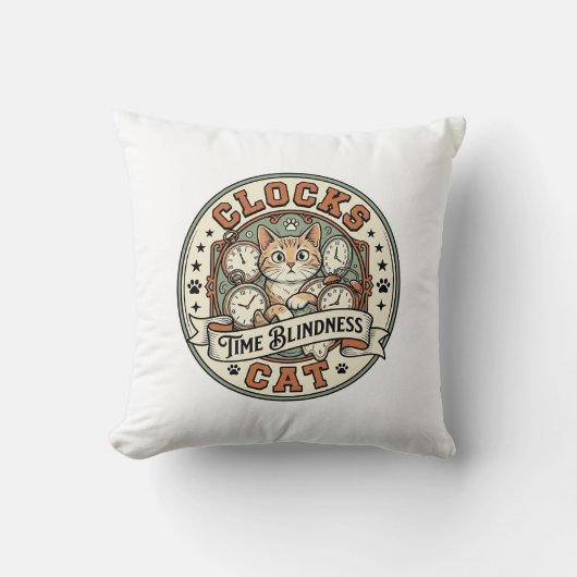 Coussin Horloges Temps Cécité Chat Horloges Temps Cécité C (Recto)