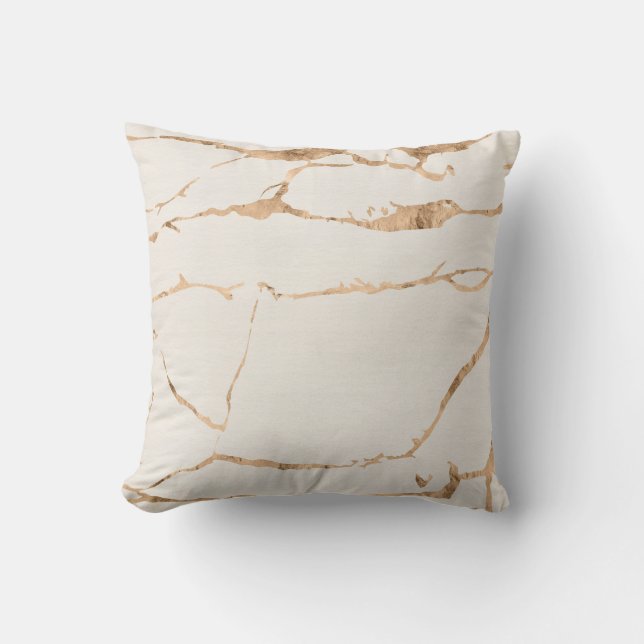 Coussin Hors blanc Marbre moderne Or Gemstone (Recto)
