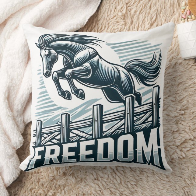 Coussin Horse Jumping Over the Freedom Wall (Couverture)