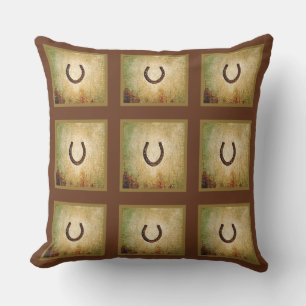 Coussin Horseshoe en Brown et Gold Plaid