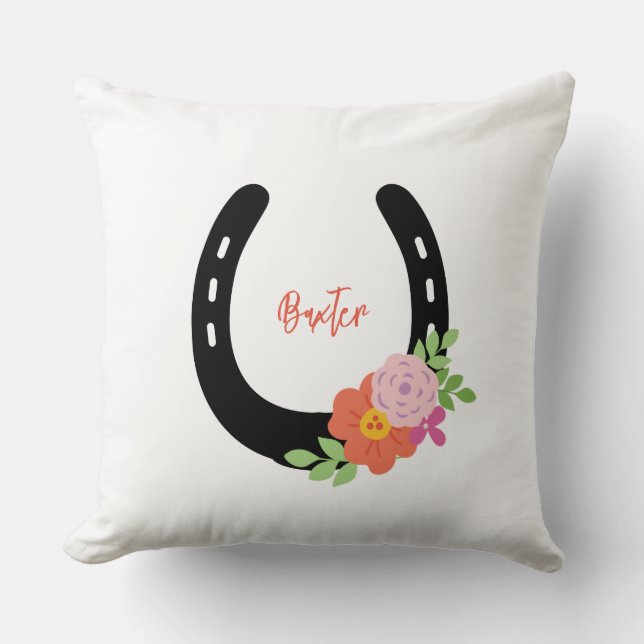 Coussin Horseshoe NAME Horse PHOTO Keepsaké Pet Memorial (Recto)