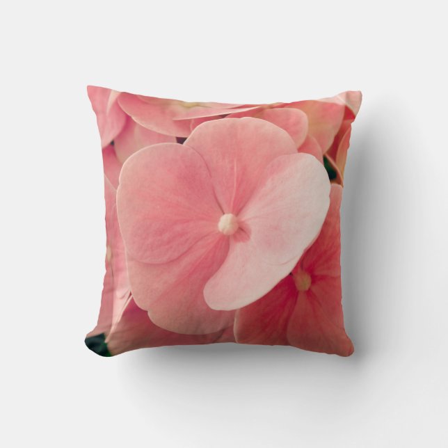 Coussin Hortensia Hydrangea pink pastel flowers (Recto)