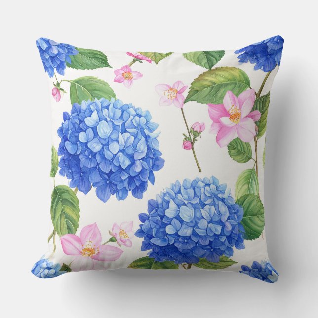 Coussin Hortensias bleus  (Recto)
