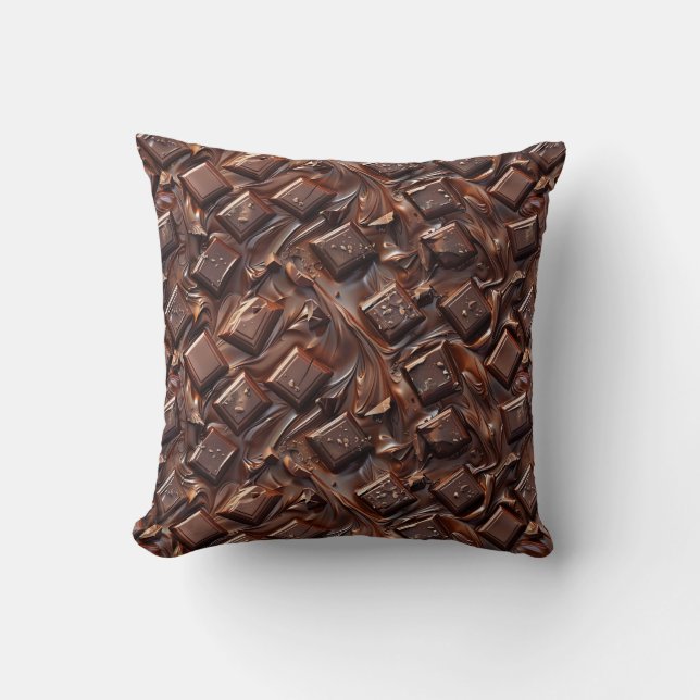 Coussin Hot Cocoa Chocoholic Funny Humor Modern Brown  (Recto)