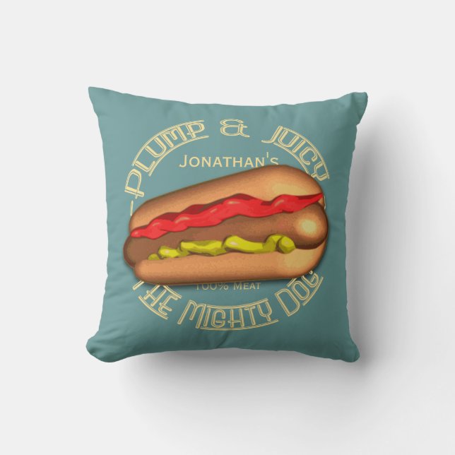 Coussin Hot dog puissant de chien personnalisé (Recto)
