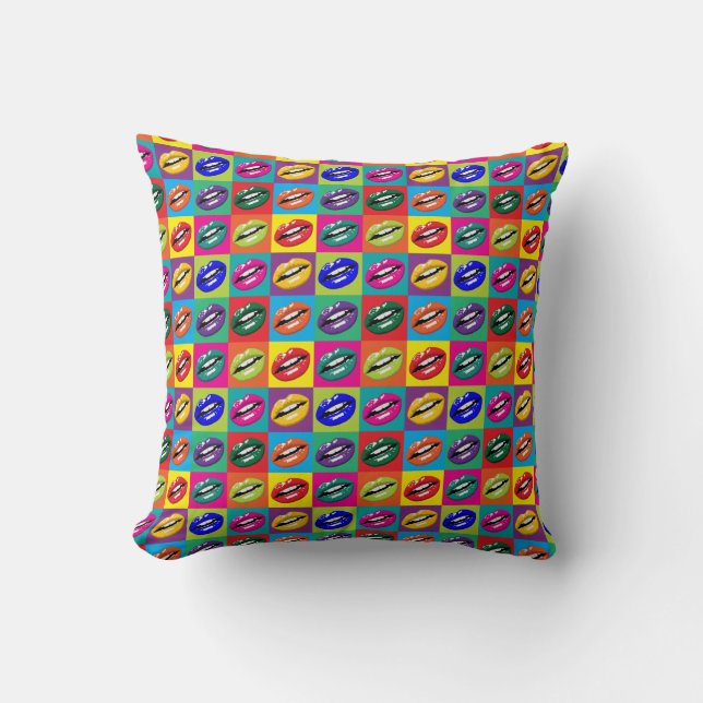 Coussin Hot Lips Pop Art Carré Petite impression (Recto)