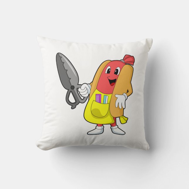 Coussin Hotdog en coiffeur avec des ciseaux (Recto)