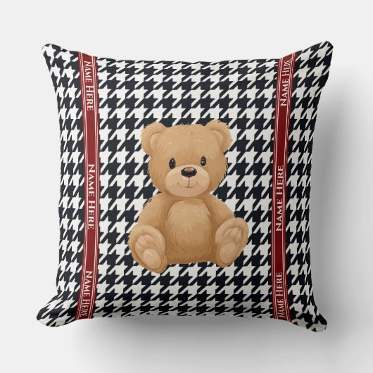 Coussin Houndstooth Bear Home, (Recto)