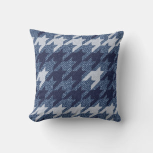 Coussin Houndstooth Tartan Jeans Design Arrière - plan