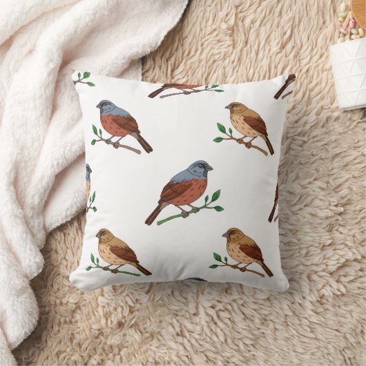 Coussin House Bunting Bird Pattern – Seamless Nature Desig (Couverture)