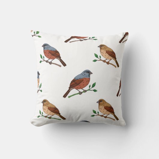 Coussin House Bunting Bird Pattern – Seamless Nature Desig (Recto)