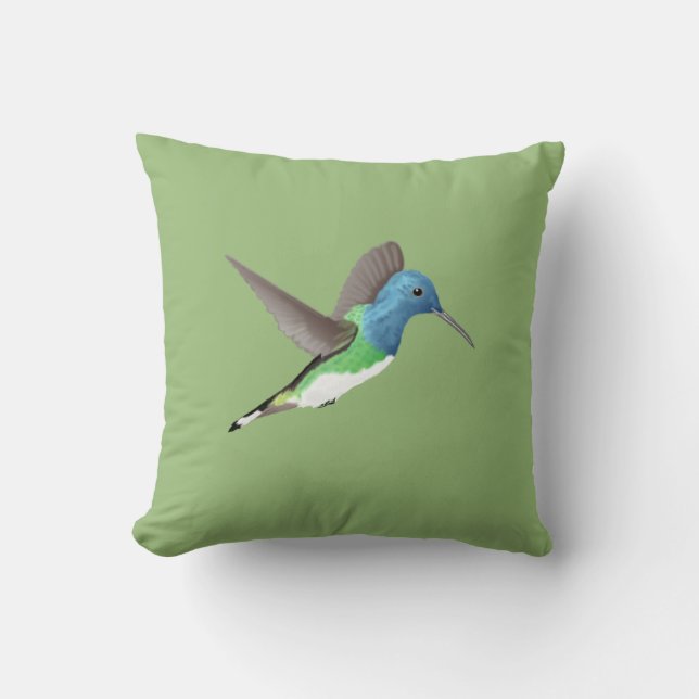 Coussin Hovering Jacobin Hummingbird - transparent. (Recto)