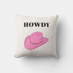 Coussin Howdy Cowboy Casquette rose