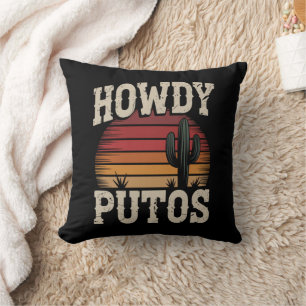 Coussin Howdy Putos Funny Cactus Retro Vintage