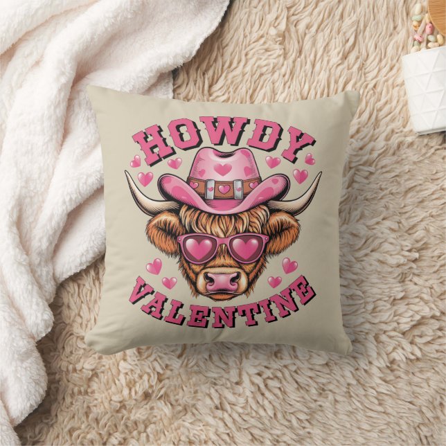 Coussin Howdy Valentine Cow Valentines Da&y Coquette Love (Couverture)