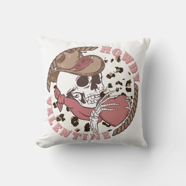 Coussin Howdy Valentine Skeleton (Recto)