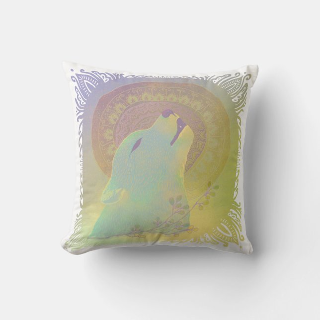 Coussin Howling Wolf et Mandala Tracery Ornament (Recto)