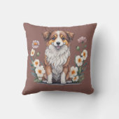 Coussin Hübscher Collie umringt von Blumen - (Verso)