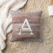 Coussin Huile d'or rose et Monogramme de bois rustique & I (Couverture)