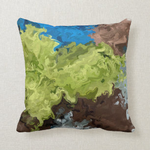 Coussin Huiles vertes, bleues et Brown