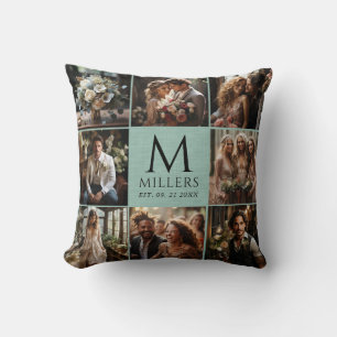Coussin Huit Photos Mariages Monogramme Personnalisé