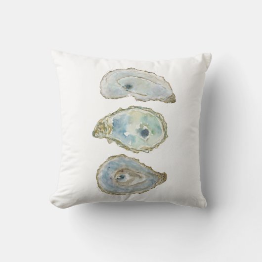 Coussin Huîtres d'aquarelle côtière - Conception verticale (Recto)