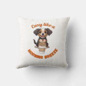 Coussin Humeur du matin : Good Vibes et café - Chien numér (Verso)