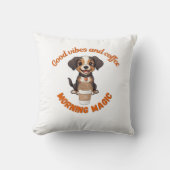 Coussin Humeur du matin : Good Vibes et café - Chien numér (Recto)