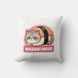 Coussin Humeur Wasabi Drôle Chat Grincheux Sushi Meme