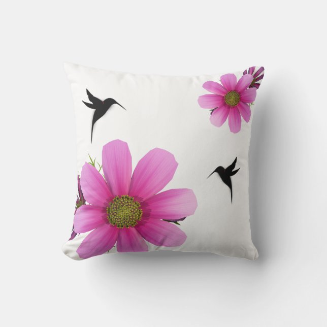 Coussin Humingbird et cosmos (Recto)