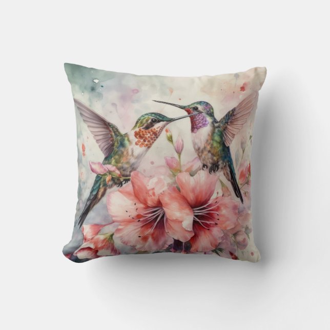 Coussin Humming Birds and Flowers (Recto)